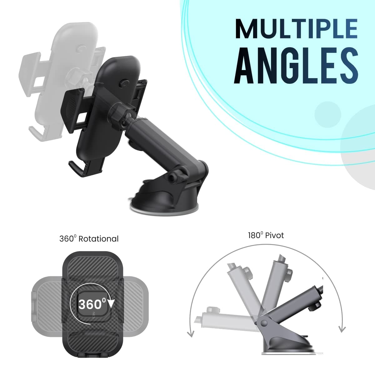 Clamp M
Adjustable Height | 360° Rotation | Suction Cup Mount | 180° Pivot 3
