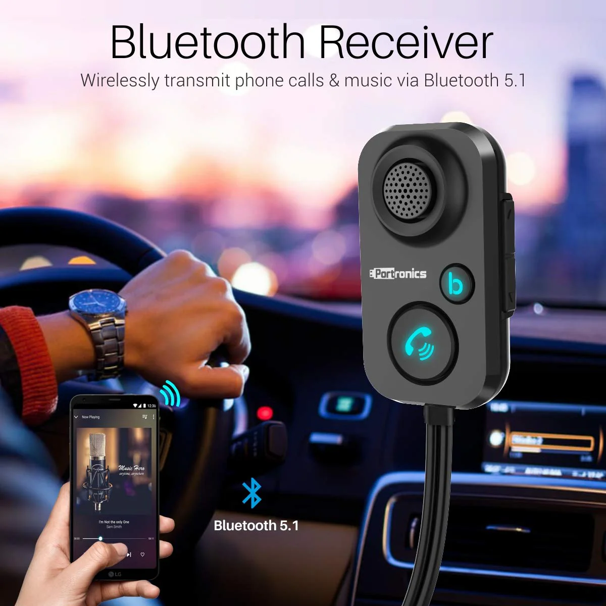 Auto 12
Car Bluetooth Receiver | 3.5mm AUX Connector | USB Port Powered | Call Button 2