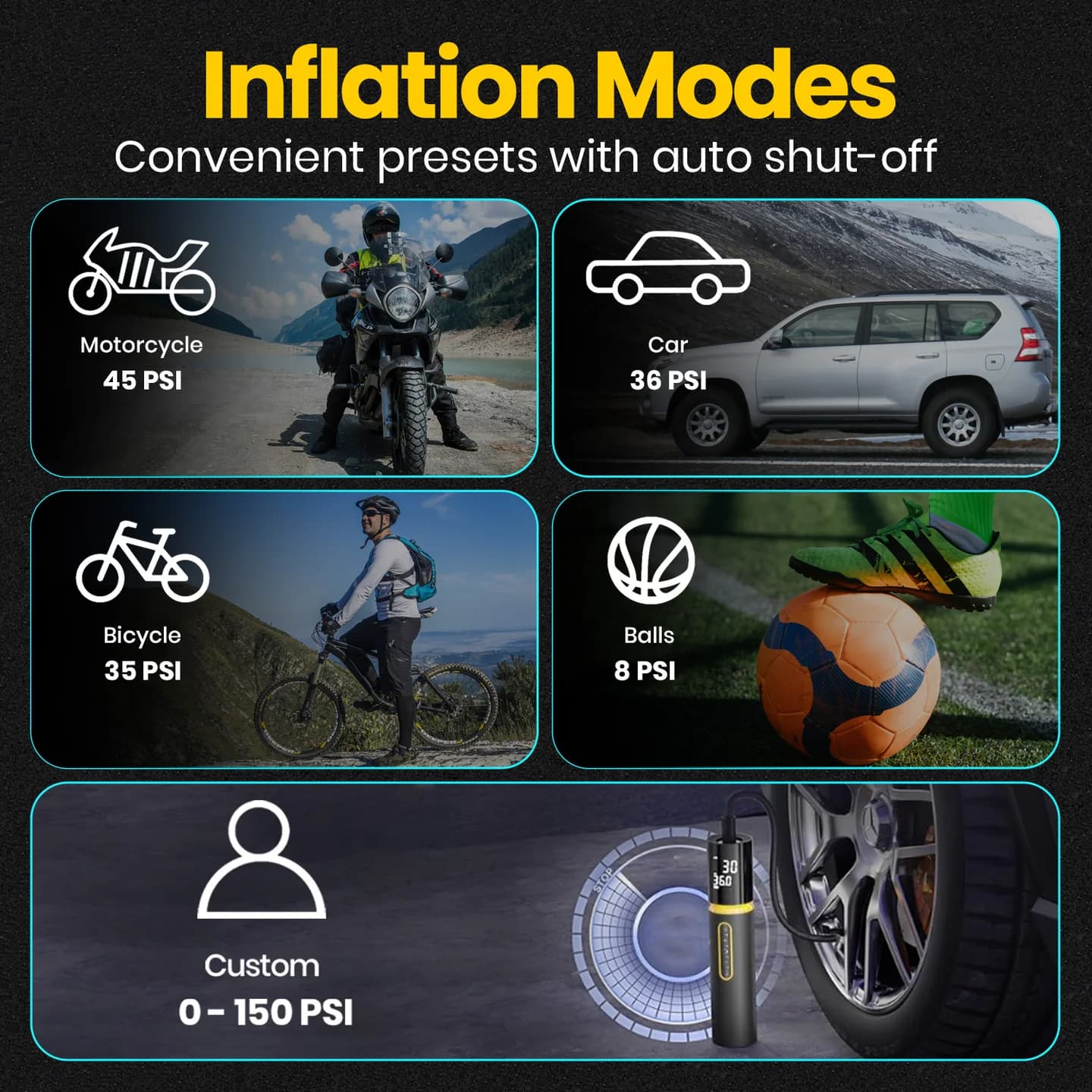 Vayu 5.0
Rechargeable | Inflation Modes | Digital Display | Fastest Inflation 3