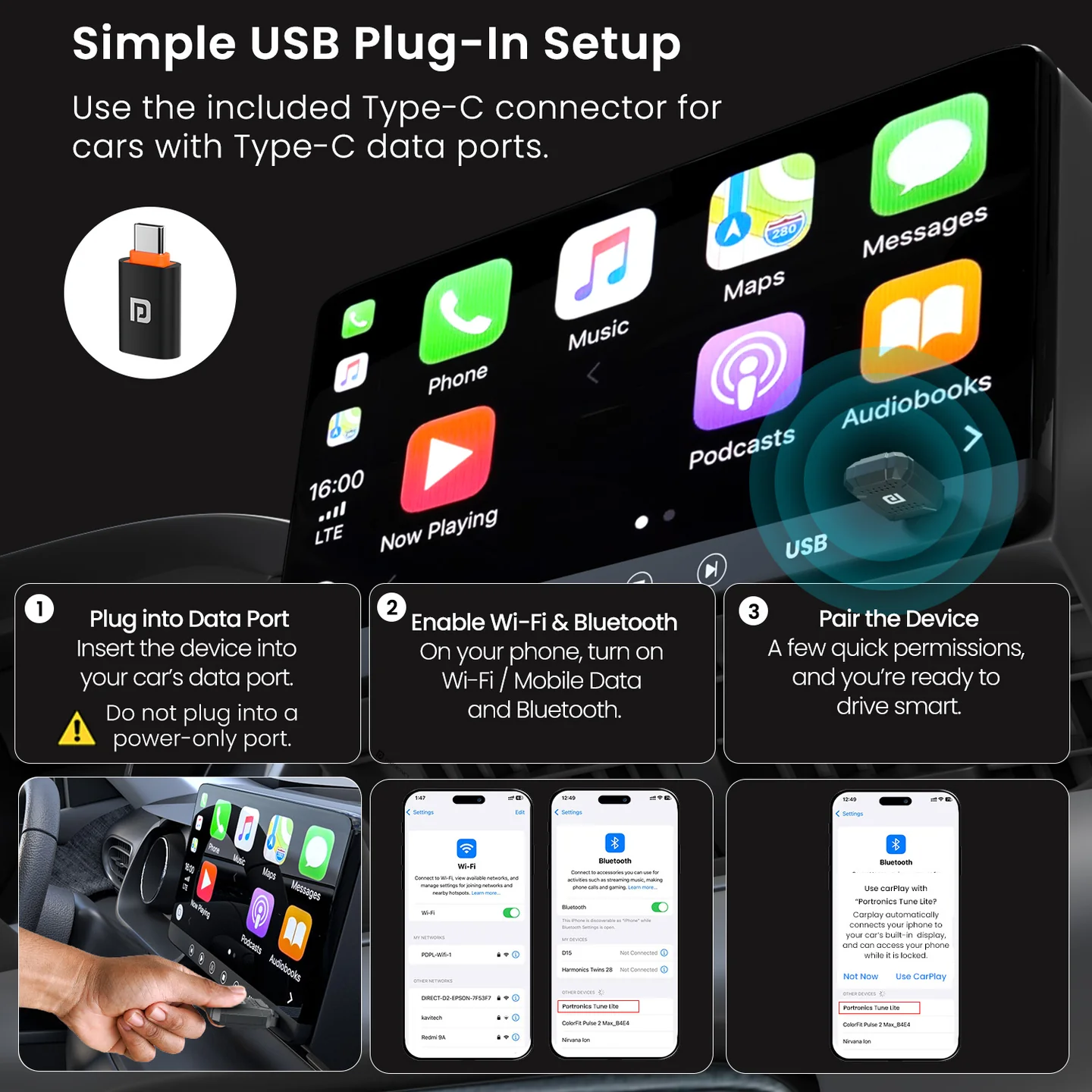 Tune Lite
Converts Wired to Wireless | Plug & Play | Wireless Connectivity | Android 12+ & iOS 15+ 3