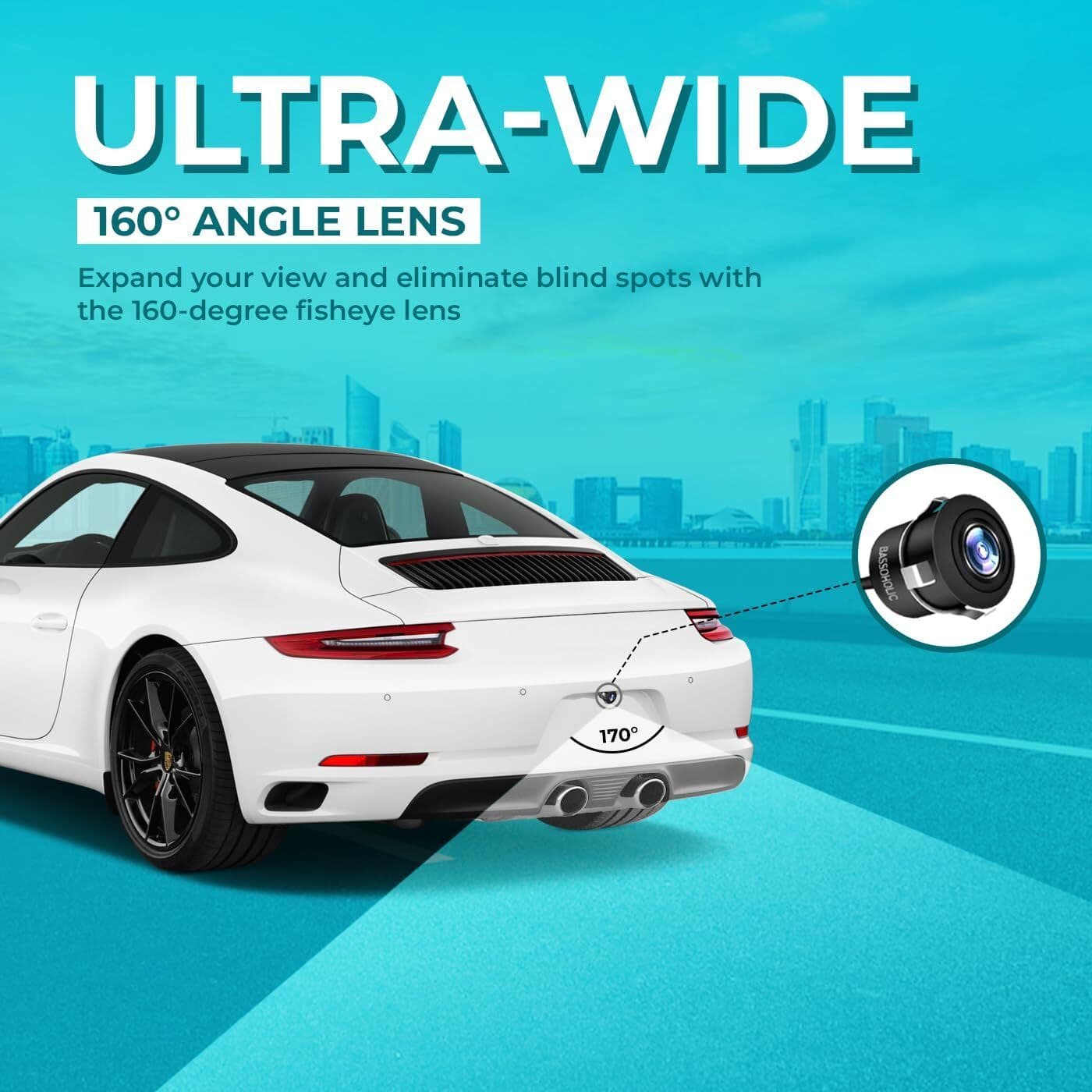 BASSOHOLIC 720P AHD Fisheye Car Reverse Camera | 160 Wide Angle Parking Assist 160 Vehicle Camera System () 4