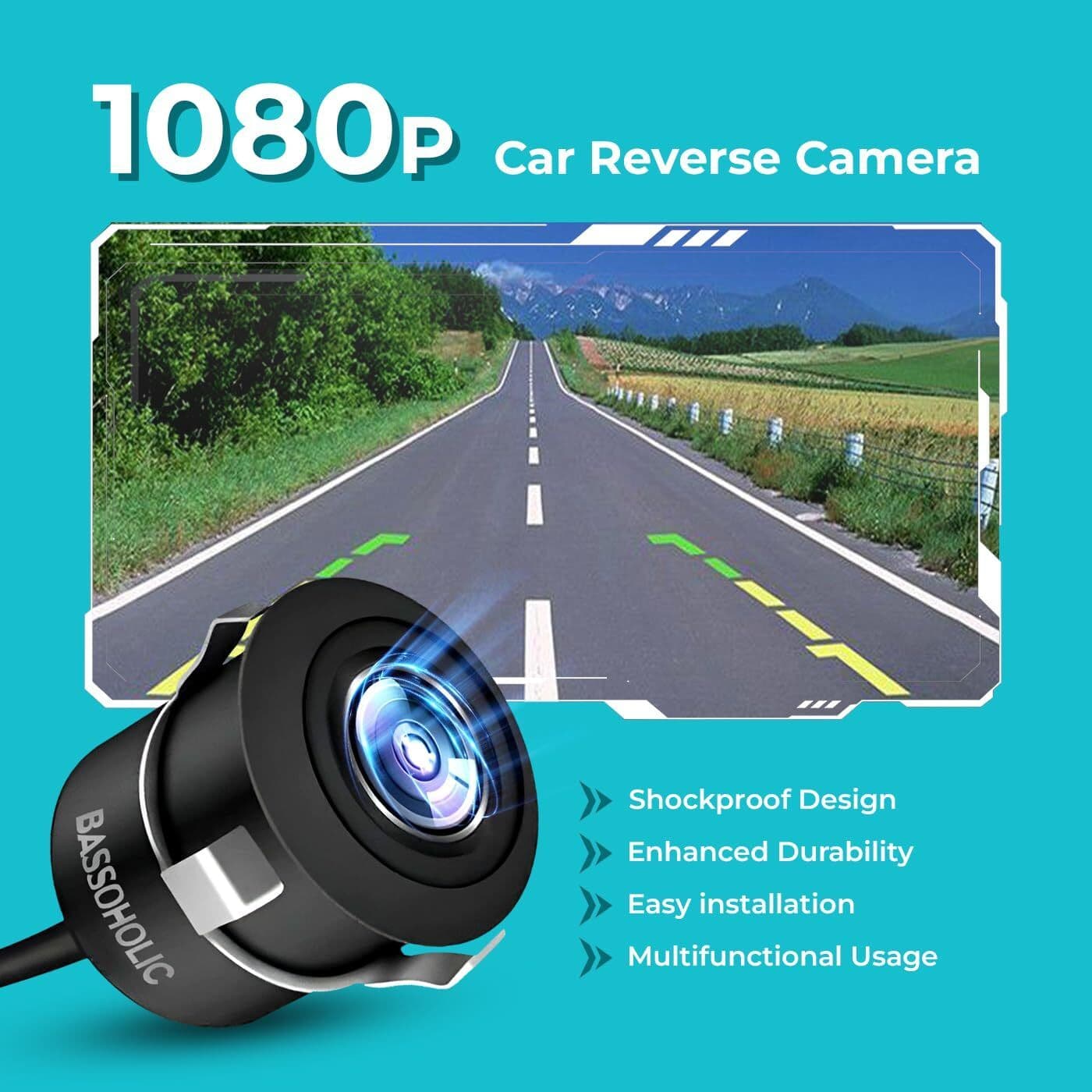 BASSOHOLIC 720P AHD Fisheye Car Reverse Camera | 160 Wide Angle Parking Assist 160 Vehicle Camera System () 3
