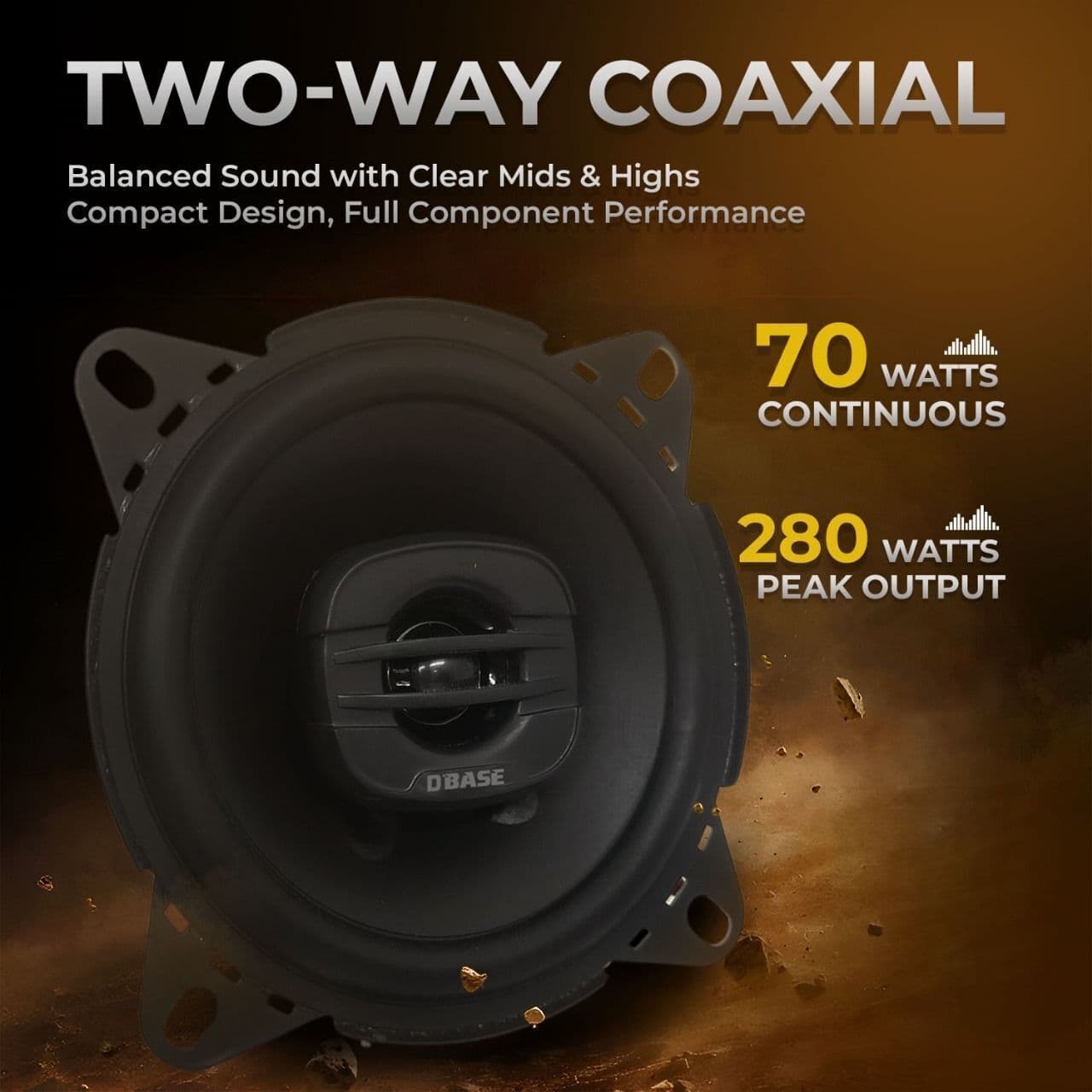 DBASE 4"(10.1 cm) Two Way Coaxial Car Speakers | Max Power Sound Audio Speaker 2