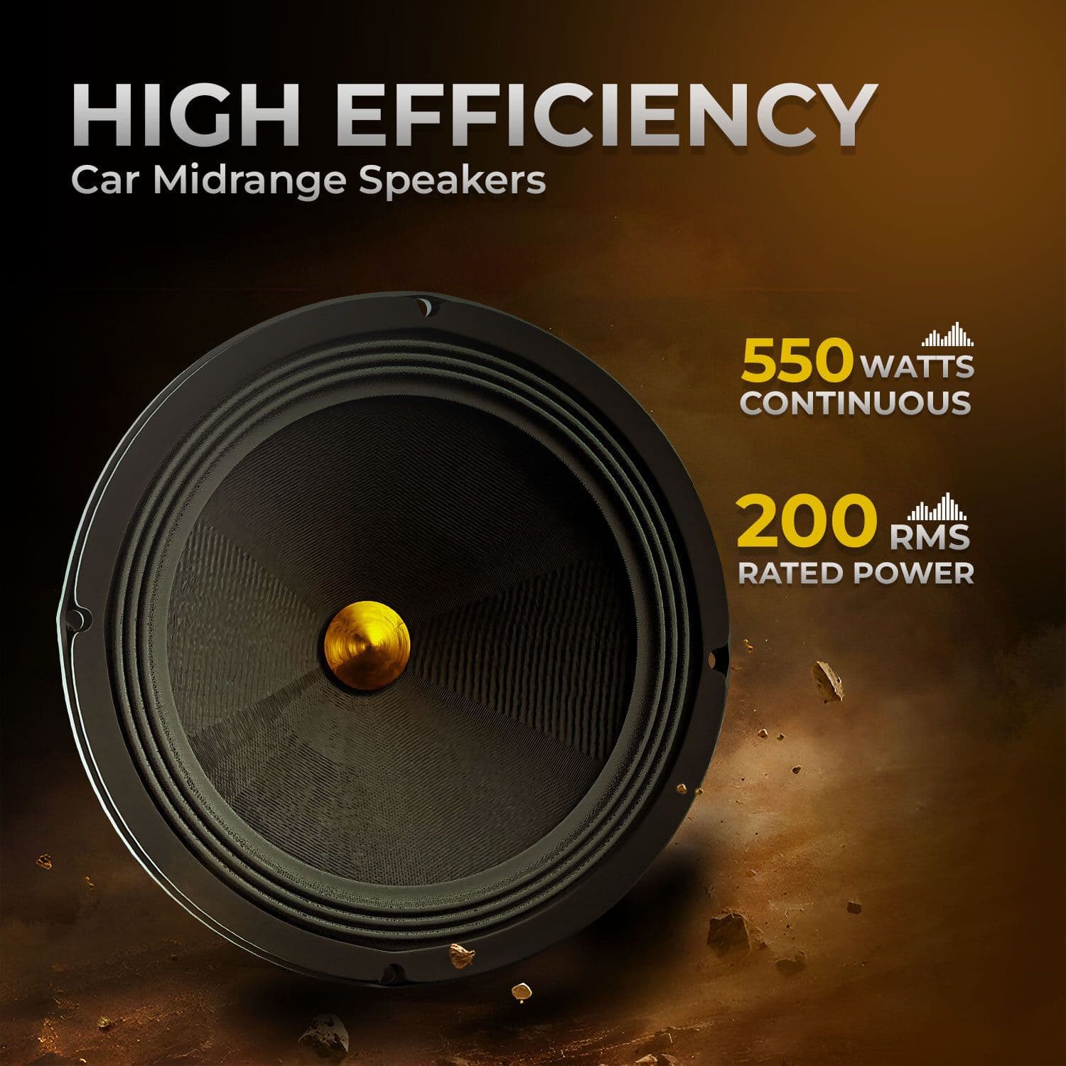 DBASE 6.5" High Efficiency Midrange Speaker | Powerful Sound | 4 Ohm | Universal Fit 2