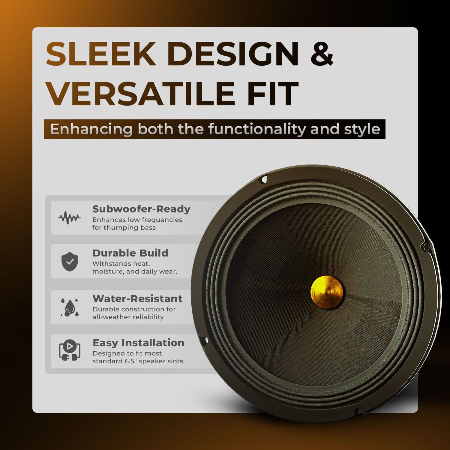 DBASE 6.5" High Efficiency Midrange Speaker | Powerful Sound | 4 Ohm | Universal Fit 3