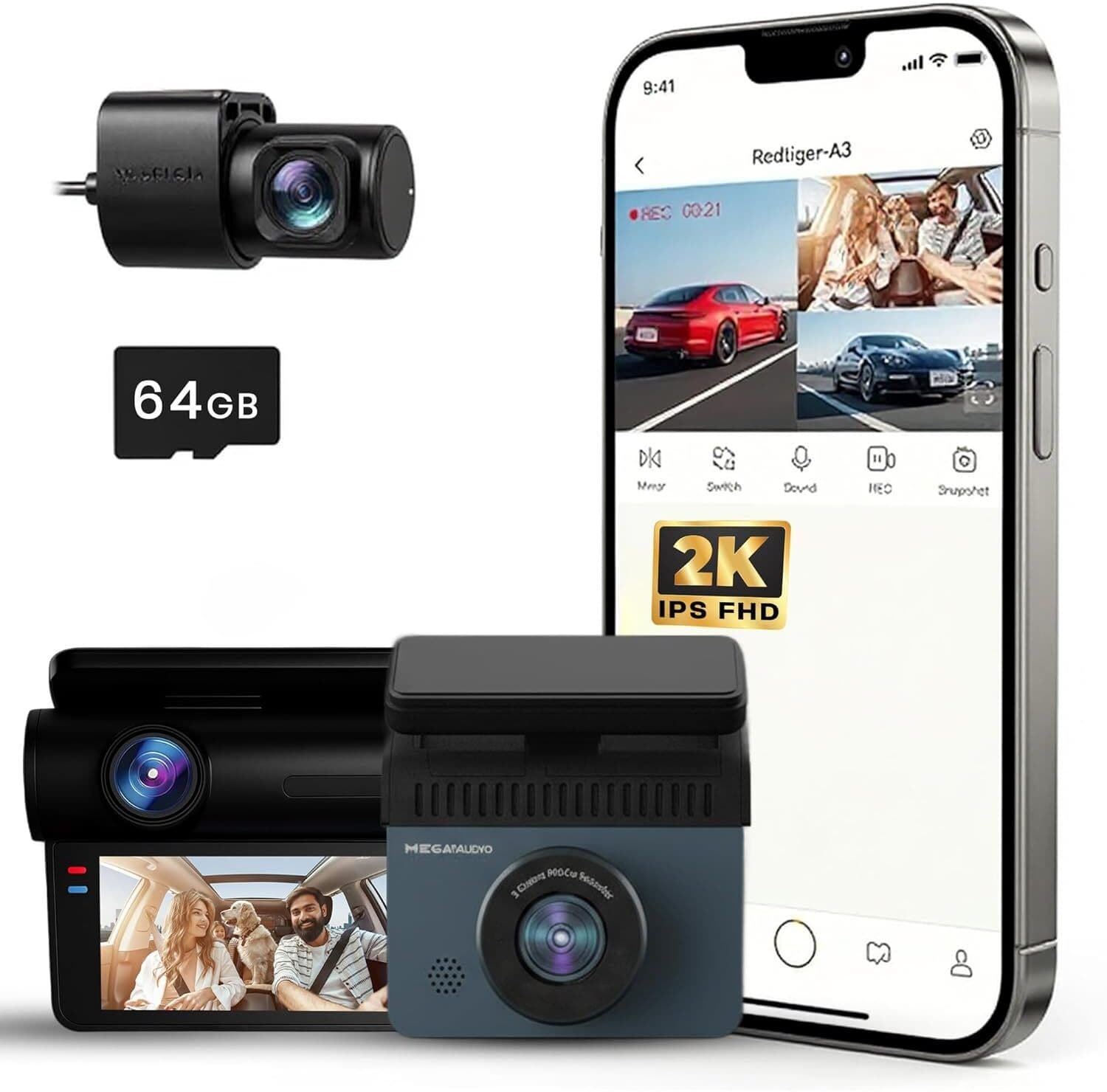 MADVR03 2K Smart Dash Cam | Triple Channel Recording | WiFi | Night Vision 2