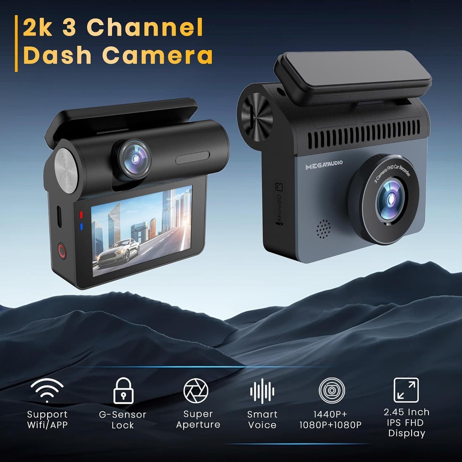 MADVR03 2K Smart Dash Cam | Triple Channel Recording | WiFi | Night Vision 3