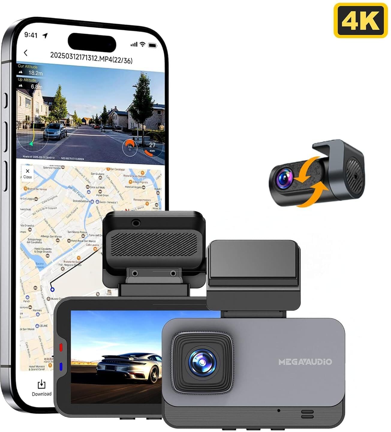 4K Ultra HD Dual Dashcam | WiFi GPS | 3" IPS Screen  | 160° Wide Angle 3