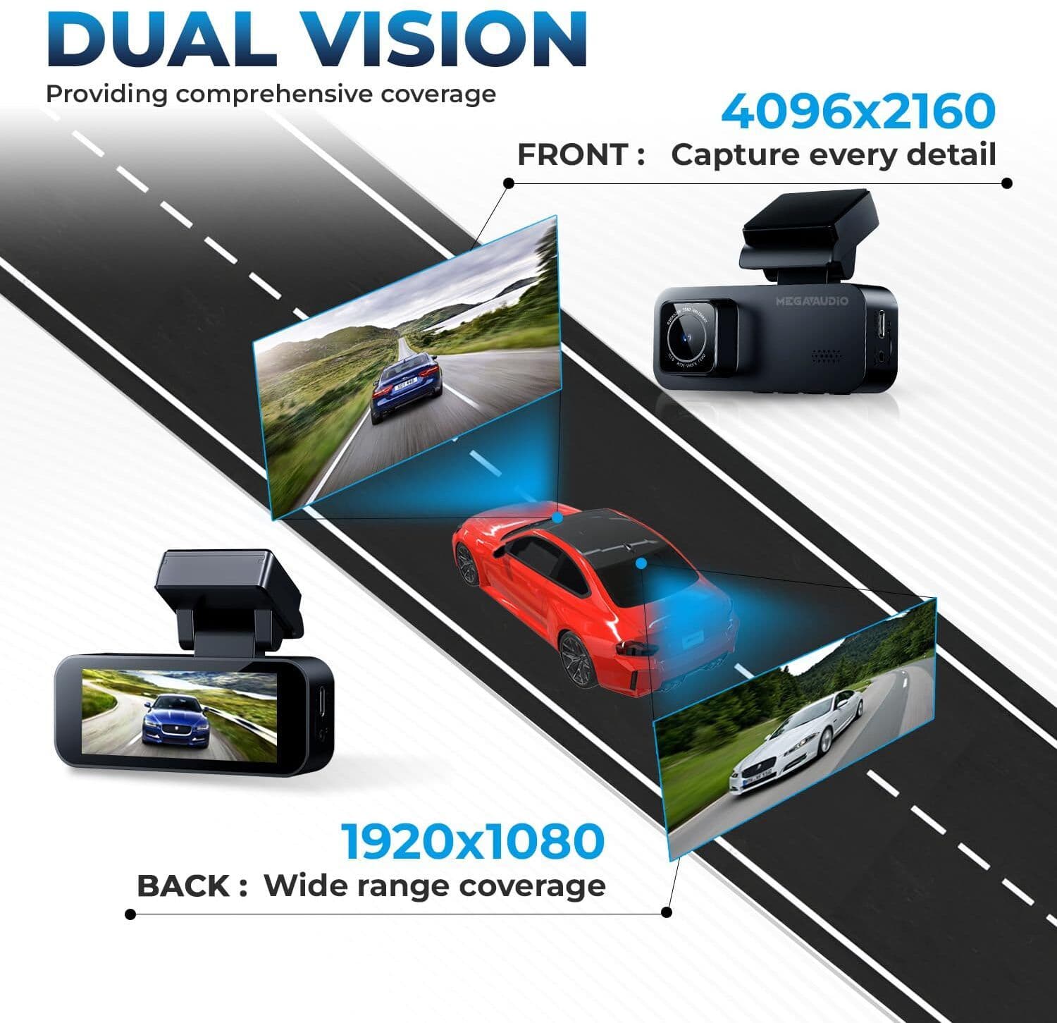 MADVR06 Dual Lens Dash Cam | 2K Front & 1080P Rear | WiFi | GPS | 3.18" IPS 3