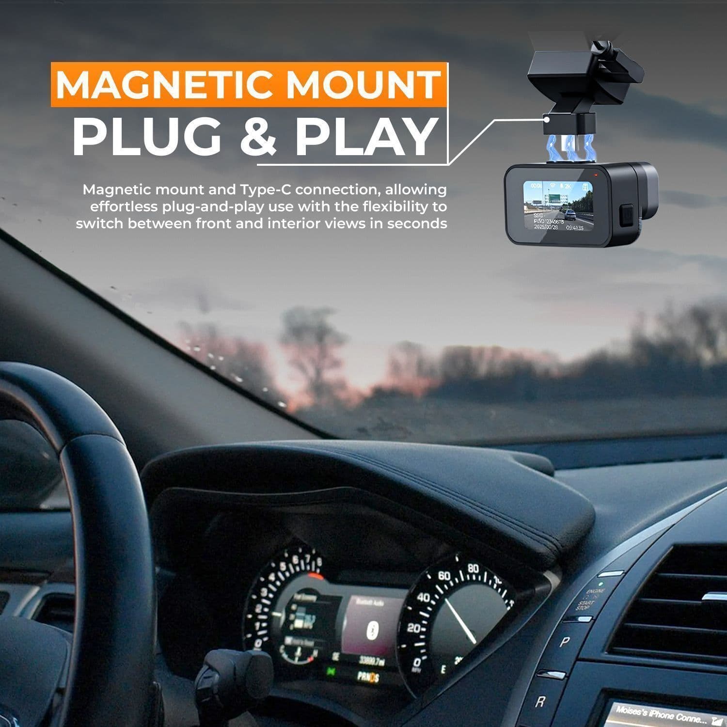 2K DashCam 1.47″ Display with WiFi, G-Sensor, 32GB Card & App Support 3