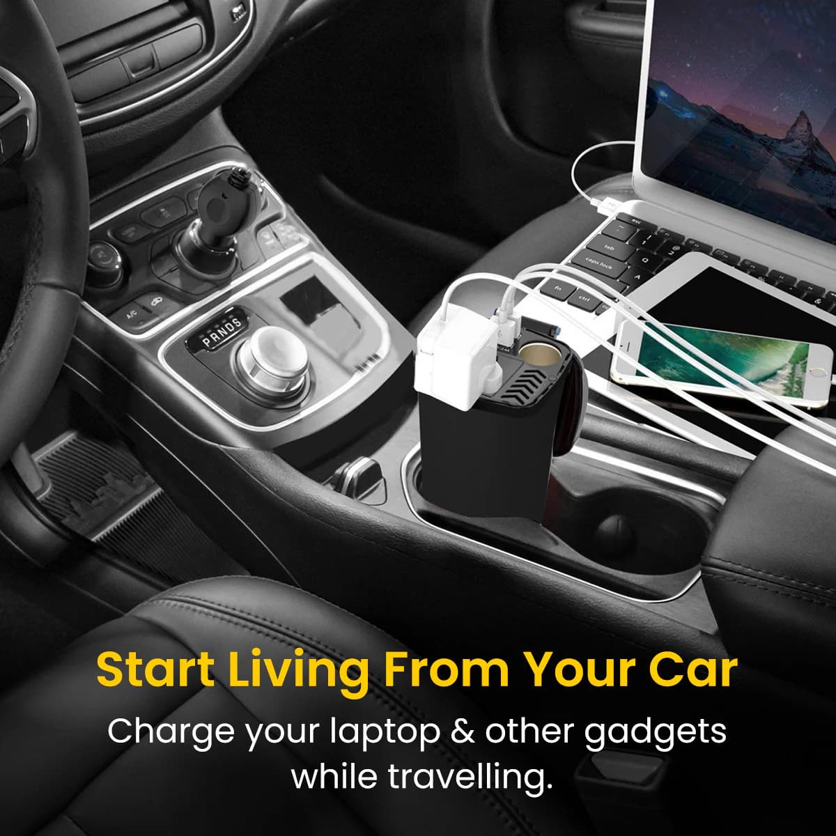 Car Power One
Universal AC Socket | Dual USB Output | Cigarette Lighter Port | Laptop Charging 5