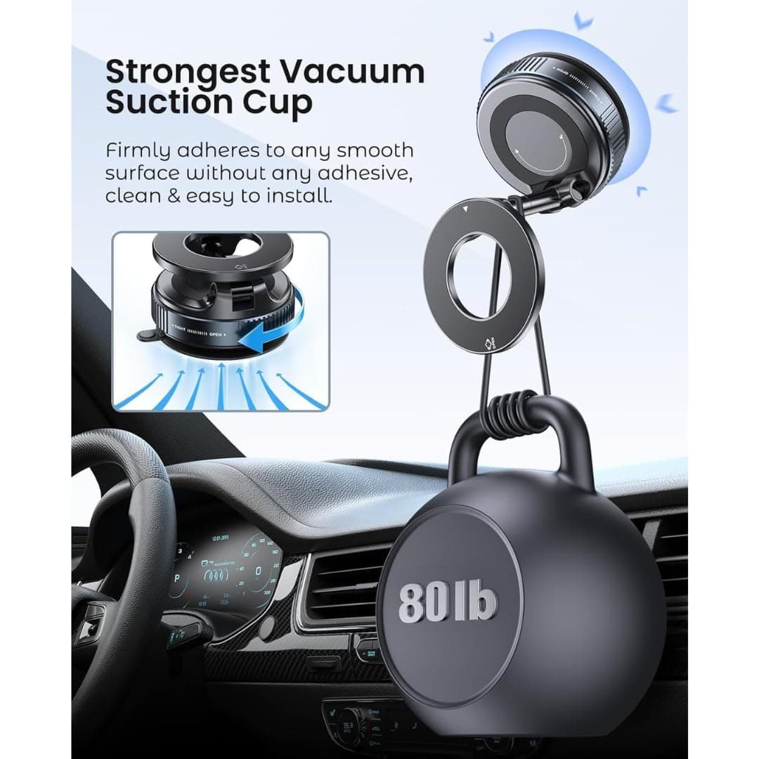 STARQ 360° Vaccum Magnetic Phones Holder, Magnetic Car Phone Mount, Hands-Free Suction Cup Phones Holder for Car/Gym/Mirror/Shower, Car Mount Compatible with All Mobile (Extended) 3