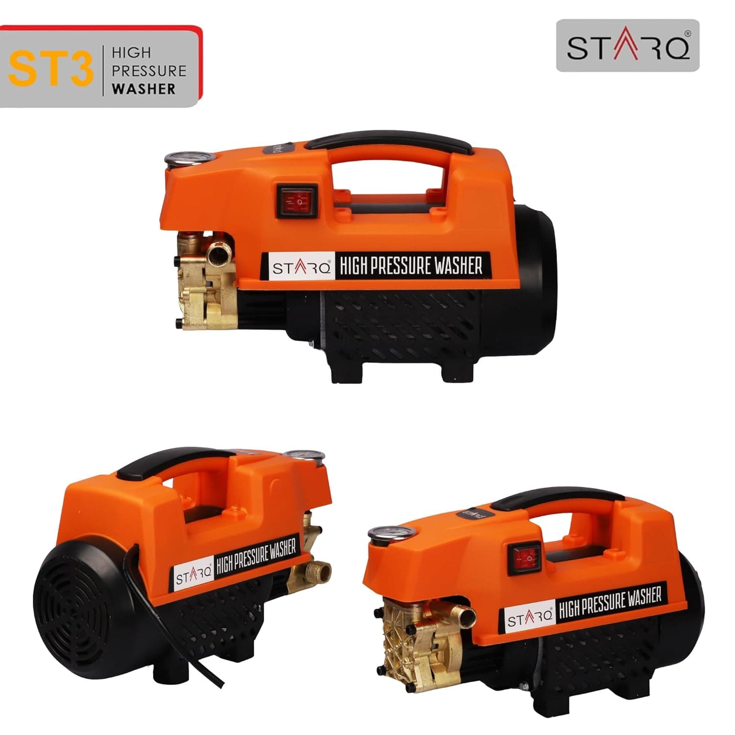 STARQ ST3 1800W Heavy Duty High Pressure Washer 150 Bar, 8L/Min Flow, Brass Coated Pump, Copper Motor Portable Car, Bike, Home, AC & Solar Cleaning Machine 3