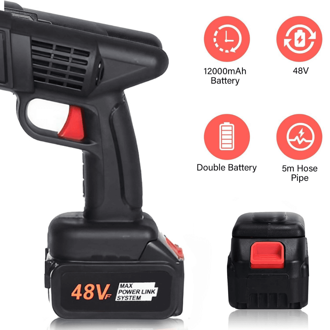 STARQ 48V Portable Pressure Washer with Rechargeable 2 Battery12000mah 30+30 Minutes Charging Life Cordless Washer Gun Cordless Power Washer Gun | Pressure Washer for Car Floor Cleaning (Double Battery) 4