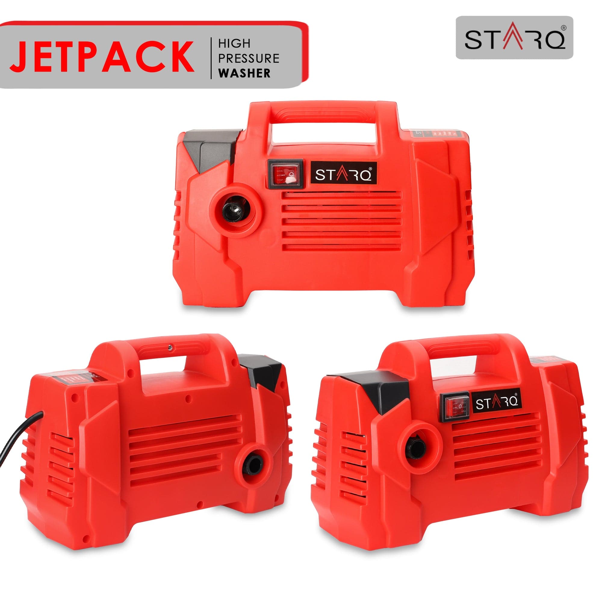 STARQ Jetpack | 150 Bar 1800W | Heavy Duty High Pressure Washer for Car, Bike, Home | Red | Bag Free 4