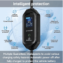 7.5 kW Portable EV Charger, Smart App, 1 Phase, 2.6inch Large Screen, IP65, 6 Meter TPU Cable, Adjustable Amp, Bag, Wall Holder Clips, Emergency Earthing off option, 5 Years Warranty* (Bundle) 3