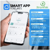 7.5kW EV Charger, Smart App, 32A, 1 Phase, 5M TPU Cable, Adjustable Amp, Indicator Light, WiFi BT, IP65, RCD A + 6ma DC, Emergency Earthing Off Option 5 Years Warranty* (White) 5