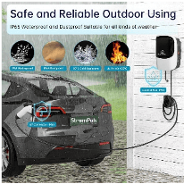 7.5kW EV Charger, Smart App, 32A, 1 Phase, 5M TPU Cable, Adjustable Amp, Indicator Light, WiFi BT, IP65, RCD A + 6ma DC, Emergency Earthing Off Option 5 Years Warranty* (White) 5