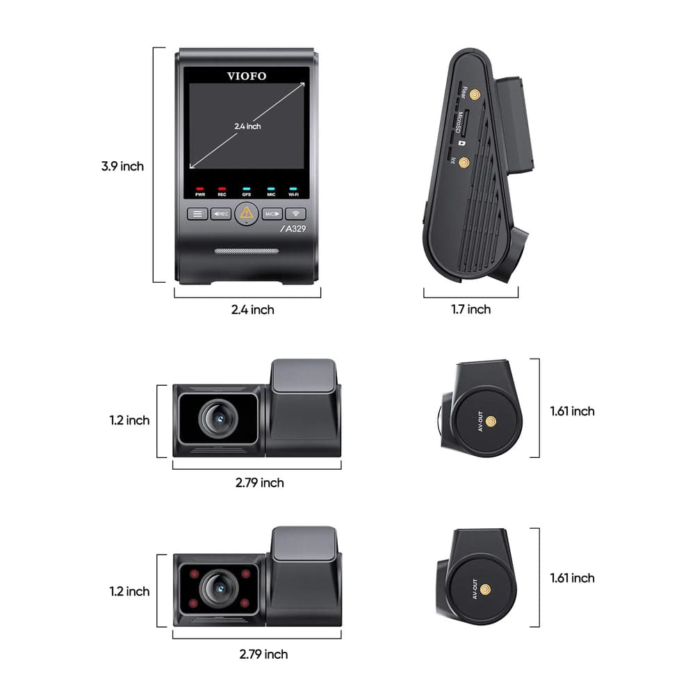 VIOFO A329S 3CH First 4K 30FPS Front+2K Wide 210° FOV Fisheye Cabin+2K Rear Dash Cam with STARVIS 2 Sensor 3-Channel HDR, Support SSD Storage 2