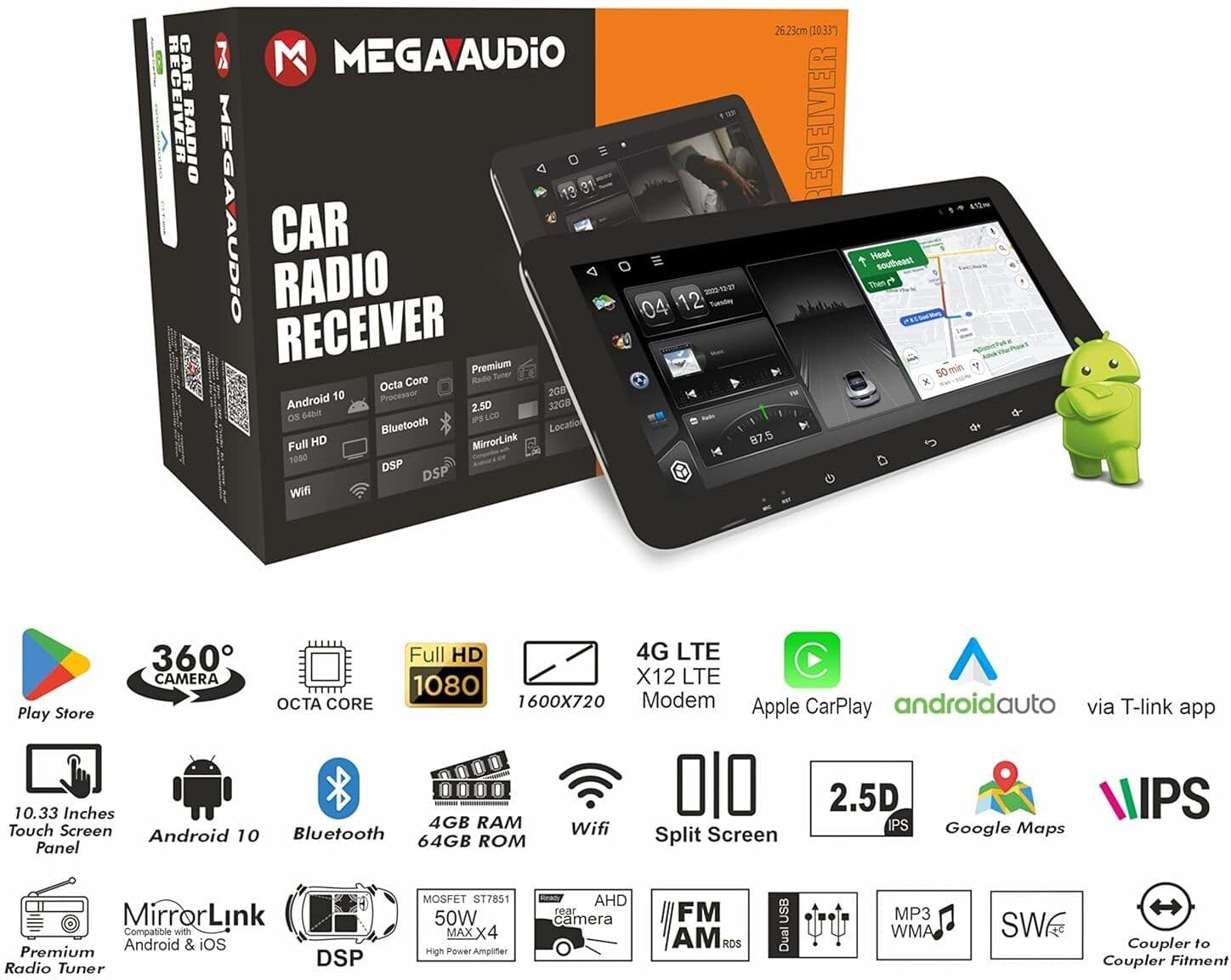 MEGAADUIO 10.33" Android 14 Car | MG-Quad-10.33 3