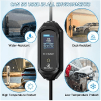 3.6kW Portable EV Charger, Smart APP, Adjustable Amps, 6 Meter TPU Cable, 16A 1 Phase, 3 inch Large Screen, Bag, Wallholder, Surge & Pen Protection, Earthing Off Option. 5 Years Warranty* 3