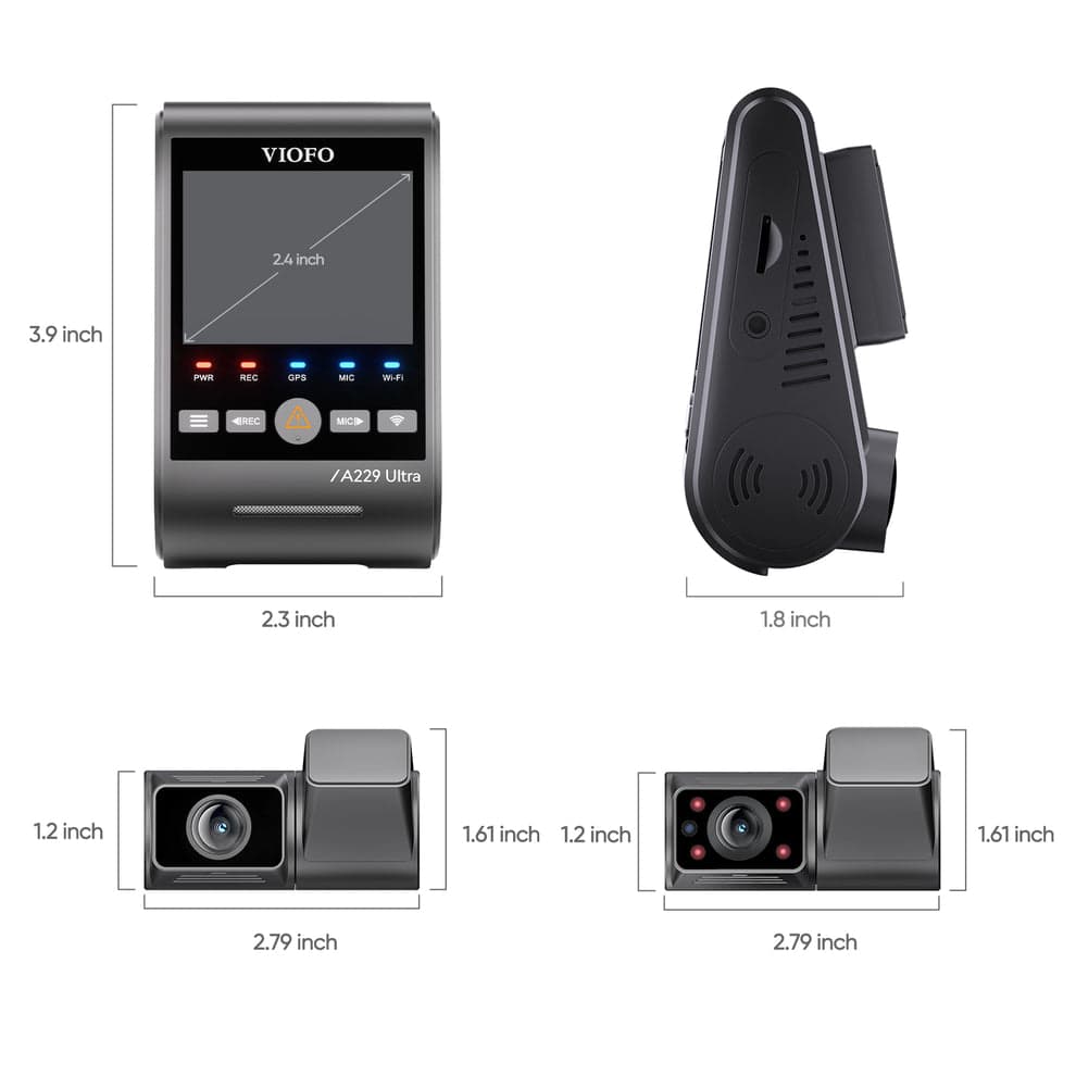 VIOFO A229 Ultra 3CH 4K Front+4K Rear+1080P Fisheye Cabin Dashcam with Triple Sony STARVIS 2 Sensors, 3-Channel HDR, Ultra Fast 5GHz Wi-Fi & Precise GPS, Smart Voice Control 2